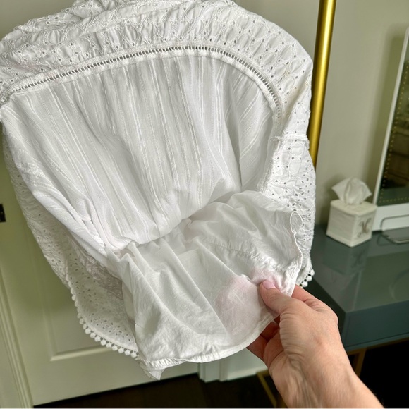 Boho Eyelet 100% Cotton Girls Maxi Dress 6/6X Adjustable Spaghetti Straps Lined - Picture 4 of 9